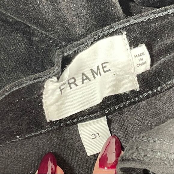 Frame Le High Skinny Noir Black Velvet Ankle Pants Women’s Size 31 - Picture 5 of 10